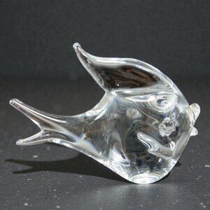 Vintage Venetian Glass Clear Fish Paperweight Figurine Hand‎ Blown Italian Glass